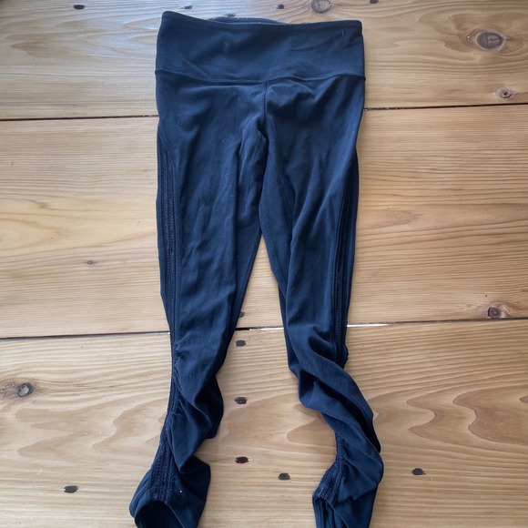 Girls Ivivva by‎ Lululemon Lace Ruched Side High Waist Nulu Leggings Size 8 - Picture 1 of 9